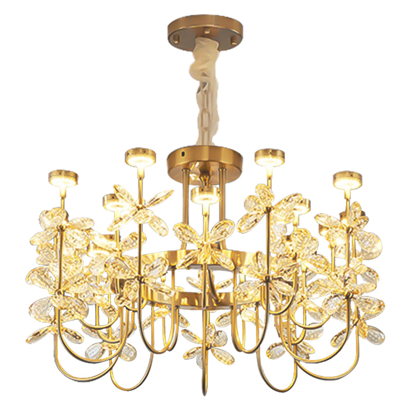 Люстра с хрустальными цветами Crystal Flowers Chandelier Золотой Прозрачный Люстра с хрустальными цветами Crystal Flowers Chandelier Золотой Прозрачный в Твери | Loft Concept