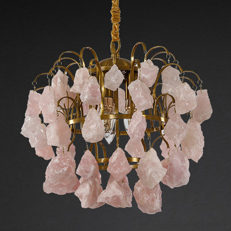 Hardis Pink stone Chandelier 30 Латунь Дымчатая Роза Hardis Pink stone Chandelier 30 Латунь Дымчатая Роза в Твери | Loft Concept