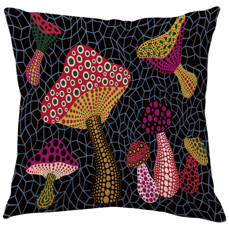 Декоративная подушка Yayoi Kusama Mushrooms Мульти Черный Декоративная подушка Yayoi Kusama Mushrooms Мульти Черный в Твери | Loft Concept