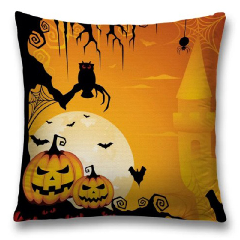 Подушка Halloween Evening Черный Оранжевый Подушка Halloween Evening Черный Оранжевый в Твери | Loft Concept
