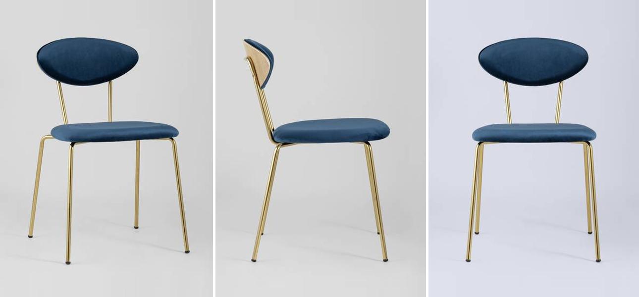 Стул Stanley II Темно-Синий Велюр - фото