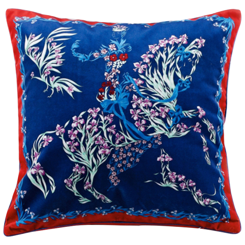 Декоративная подушка Hermes Horse 117 Синий Красный Мульти Декоративная подушка Hermes Horse 117 Синий Красный Мульти в Твери | Loft Concept
