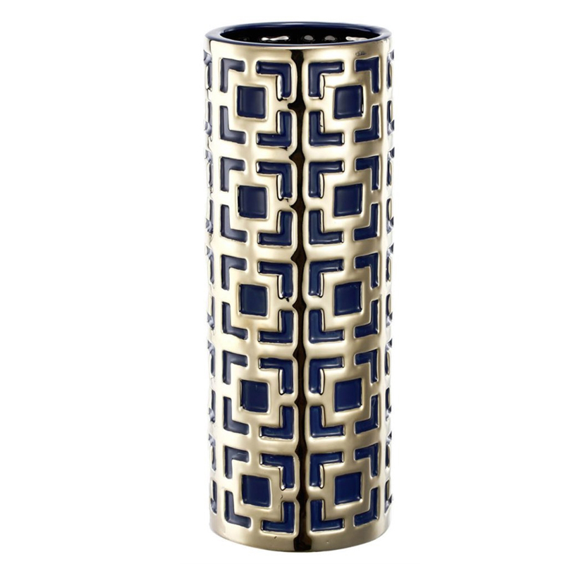 Ваза с геометрическим узором Marion Vase Золотой Синий Ваза с геометрическим узором Marion Vase Золотой Синий в Твери | Loft Concept