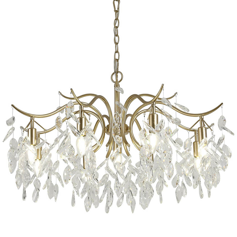 Люстра Hanging Crystal Leaves Chandelier 83 матовое золото Прозрачный (Transparent) в Твери | Loft Concept 