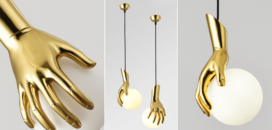 Подвесной светильник Золотая рука Gold Hand Pendant lamp Подвесной светильник Золотая рука Gold Hand Pendant lamp - Loft-Concept в Твери