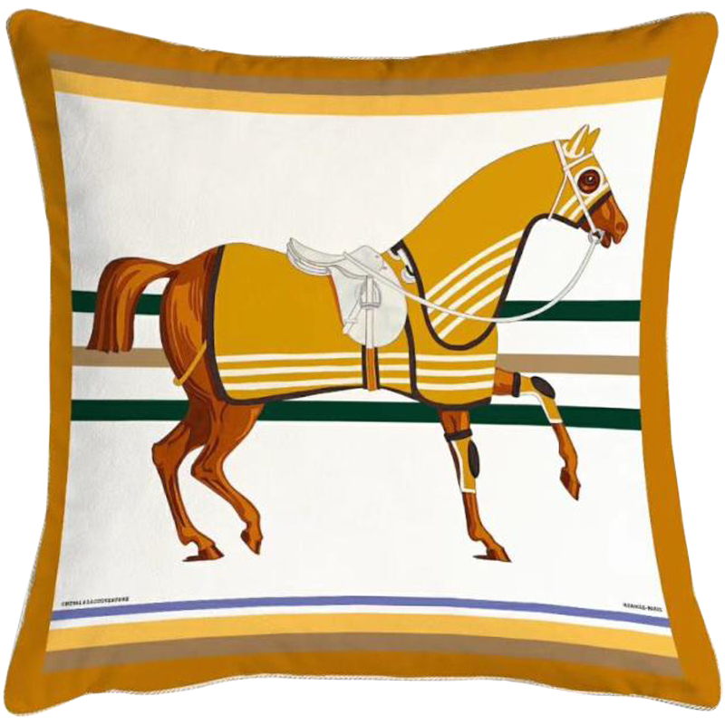 Декоративная подушка Hermes Horse 68 Мульти Горчичный Декоративная подушка Hermes Horse 68 Мульти Горчичный в Твери | Loft Concept