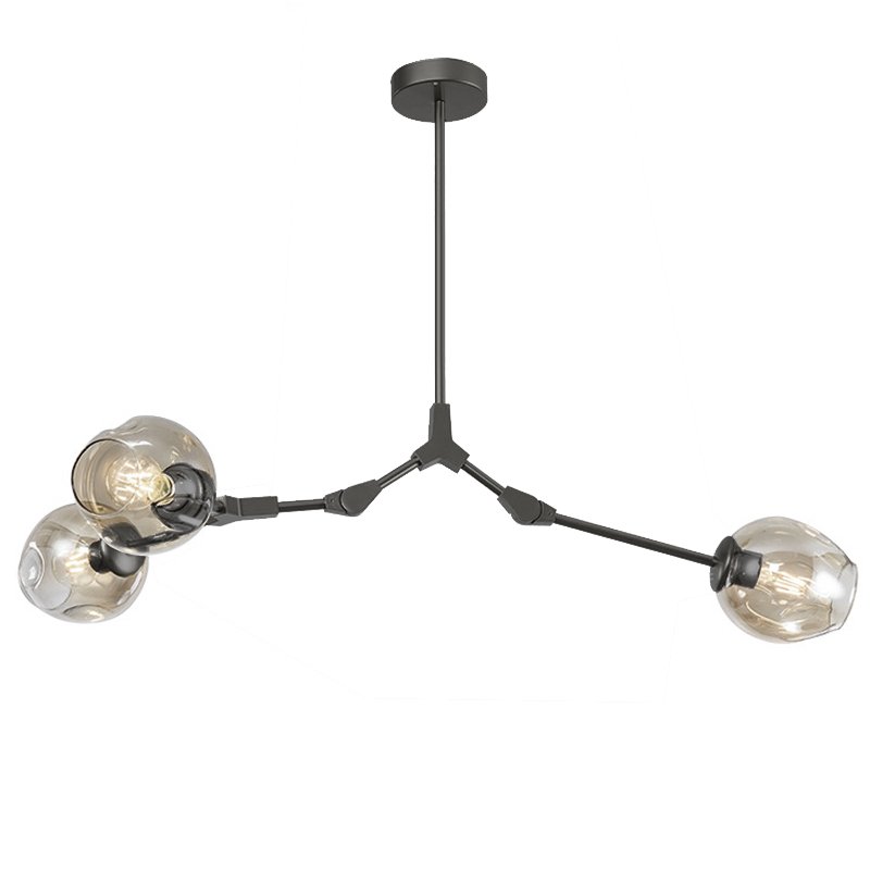 Люстра Сrumpled Glass Bubble Chandelier Gray 3 плафона Прозрачный (Transparent) Черный Люстра Сrumpled Glass Bubble Chandelier Gray 3 плафона Прозрачный (Transparent) Черный в Твери | Loft Concept