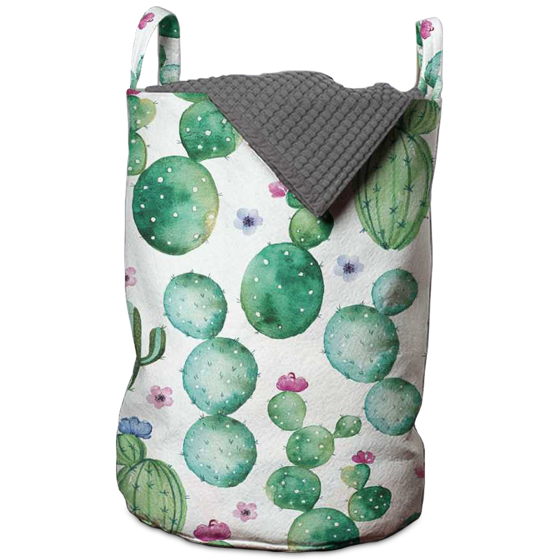 Корзина Cactus Pattern Basket Зеленый Белый Корзина Cactus Pattern Basket Зеленый Белый в Твери | Loft Concept