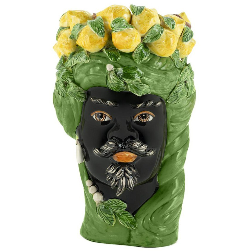 Ваза Vase Lemon Head Man Green Зеленый Желтый Черный Ваза Vase Lemon Head Man Green Зеленый Желтый Черный в Твери | Loft Concept