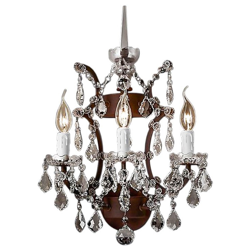 Бра 19th c. Rococo IRON & CLEAR CRYSTAL Brown Wall Lamp Коричневый винтаж Прозрачное Стекло Бра 19th c. Rococo IRON & CLEAR CRYSTAL Brown Wall Lamp Коричневый винтаж Прозрачное Стекло в Твери | Loft Concept