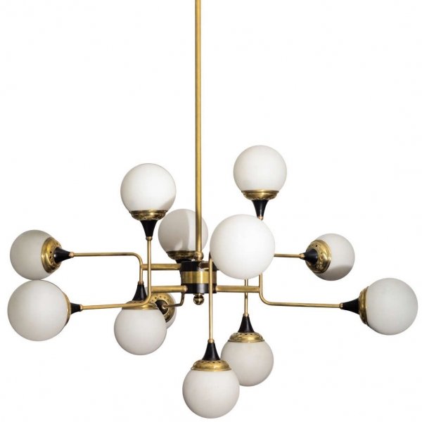 Люстра Ball Valley Random Chandelier Белый Латунь Черный Люстра Ball Valley Random Chandelier Белый Латунь Черный в Твери | Loft Concept