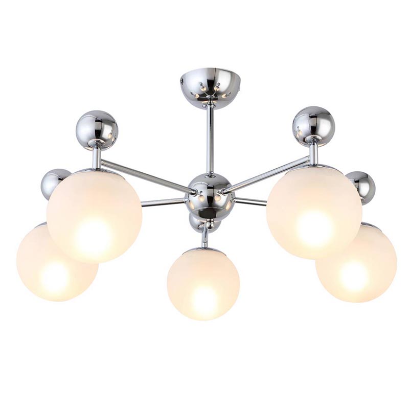 Потолочная люстра Demian Chrome Chandelier Хром Белый Потолочная люстра Demian Chrome Chandelier Хром Белый в Твери | Loft Concept