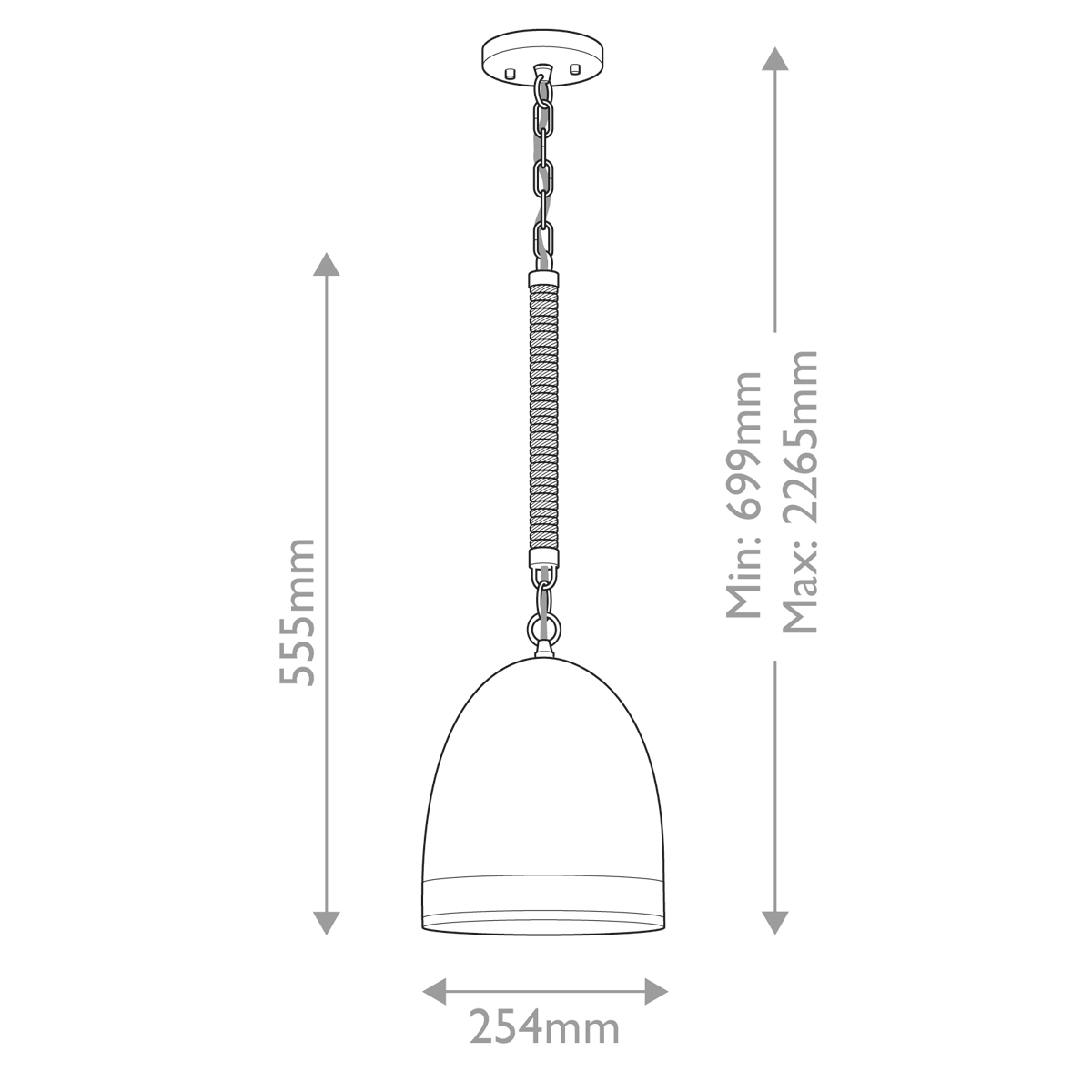 Подвесной светильник белый колоколообразный с декоративной обмоткой из веревки Hinkley в Твери