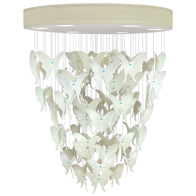 Люстра Белые Бабочки Жемчужно-серая база Night Butterflies Chandelier Бежево-серый Белый Люстра Белые Бабочки Жемчужно-серая база Night Butterflies Chandelier Бежево-серый Белый в Твери | Loft Concept