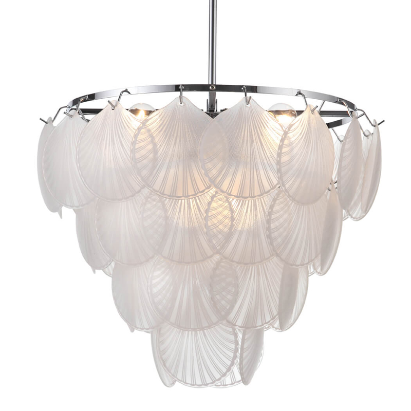 Люстра Glass Shells Suspension Chandelier Белый Хром Люстра Glass Shells Suspension Chandelier Белый Хром в Твери | Loft Concept