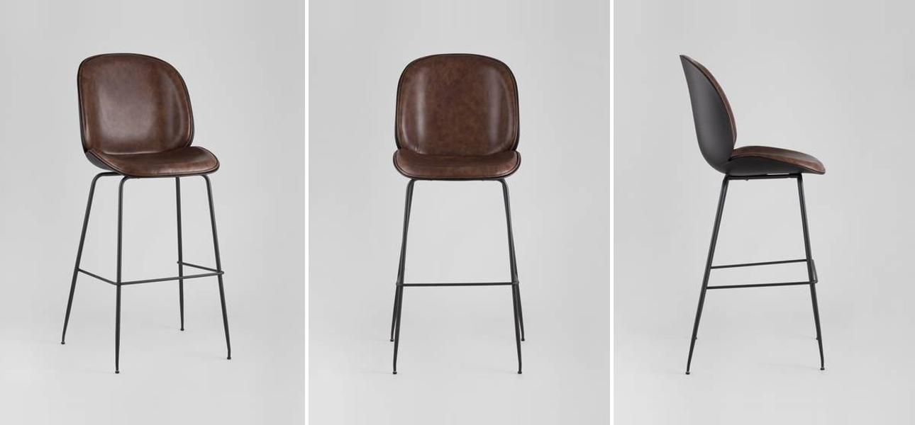 Стул Барный Винтажная Темно-Коричневыя Экокожа Vendramin Bar Chair - фото