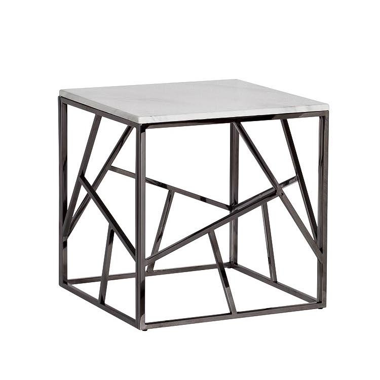 Приставной стол Serene Furnishing Dark Chrome Marble Top Хром Белый Приставной стол Serene Furnishing Dark Chrome Marble Top Хром Белый в Твери | Loft Concept