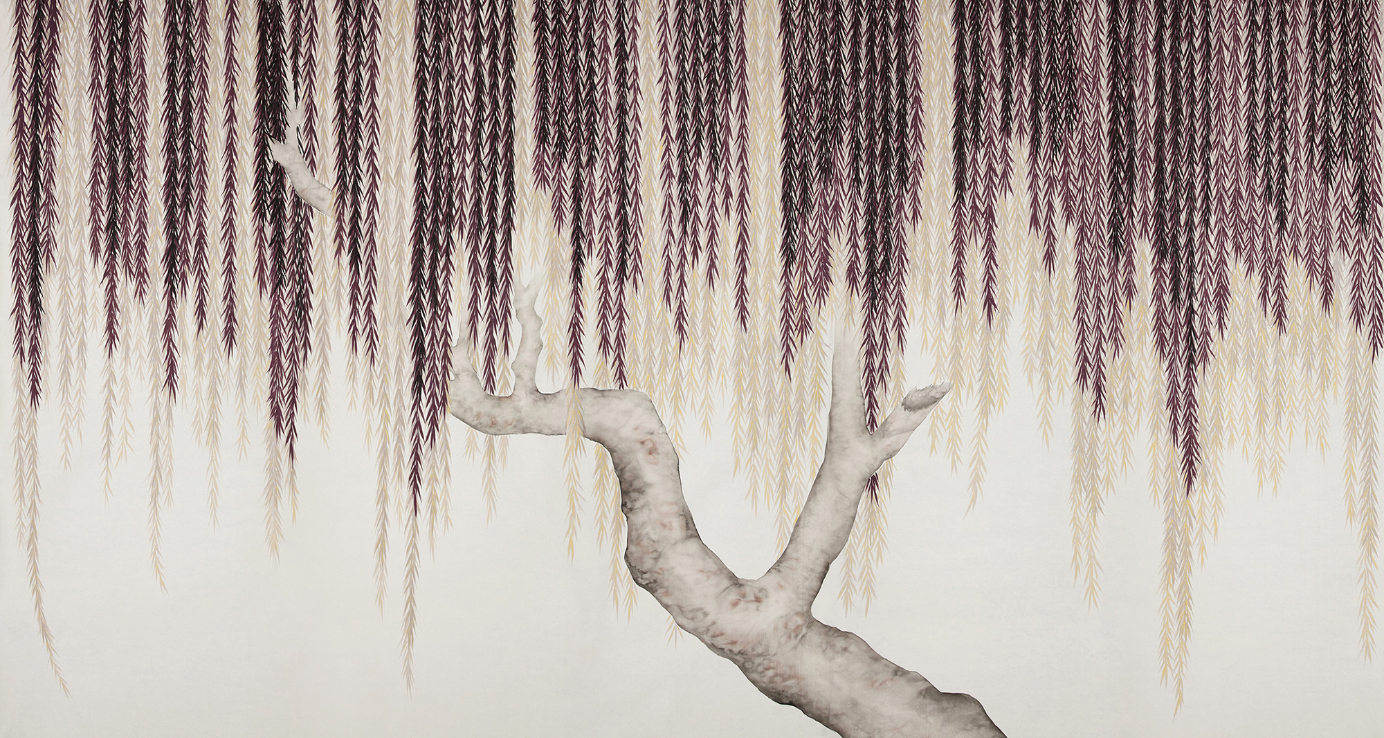 Обои ручная роспись Willow Boysenberry on Bleached White dyed silk Обои ручная роспись Willow Boysenberry on Bleached White dyed silk - постер Loft-Concept в Твери