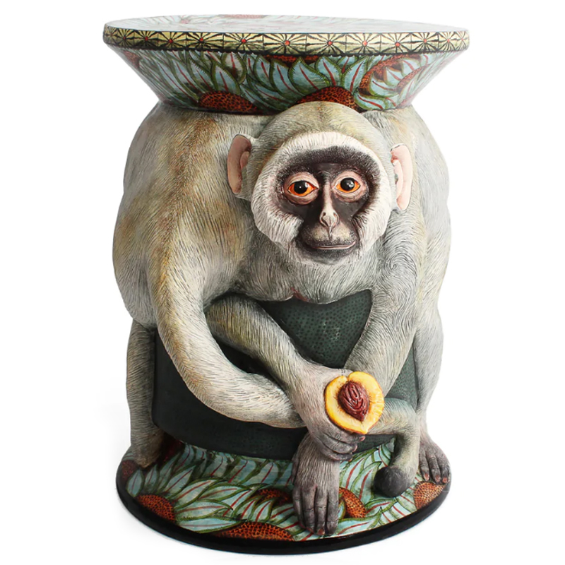 Табурет Обезьяна с фруктом ручная работа Monkey Side Table Серый в Твери | Loft Concept 