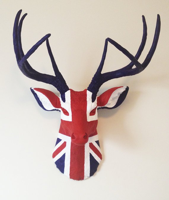 Голова оленя - Union jack Черный Голова оленя - Union jack Черный в Твери | Loft Concept