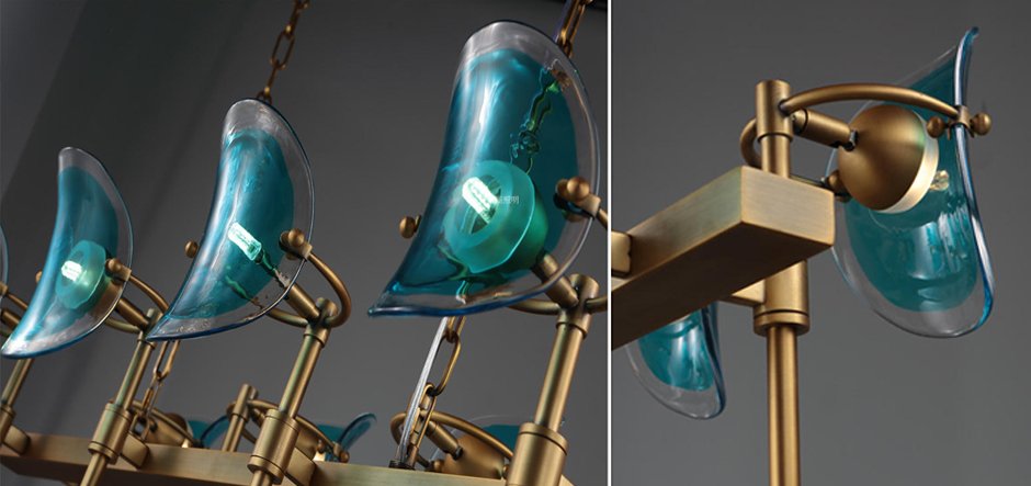 Люстра Lily Turquoise Glass rectangle Люстра Lily Turquoise Glass rectangle - Loft-Concept в Твери