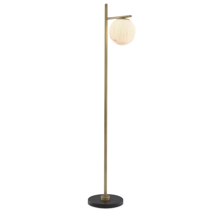 Торшер Eichholtz Floor Lamp Faloria Белый Латунь Античная полированная Черный Мрамор Nero в Твери | Loft Concept 