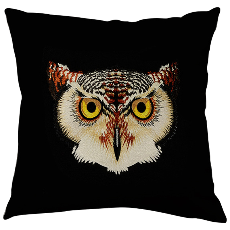 Декоративная подушка Стиль Gucci Owl Black Черный Коричневый Желтый Бежевый Декоративная подушка Стиль Gucci Owl Black Черный Коричневый Желтый Бежевый в Твери | Loft Concept