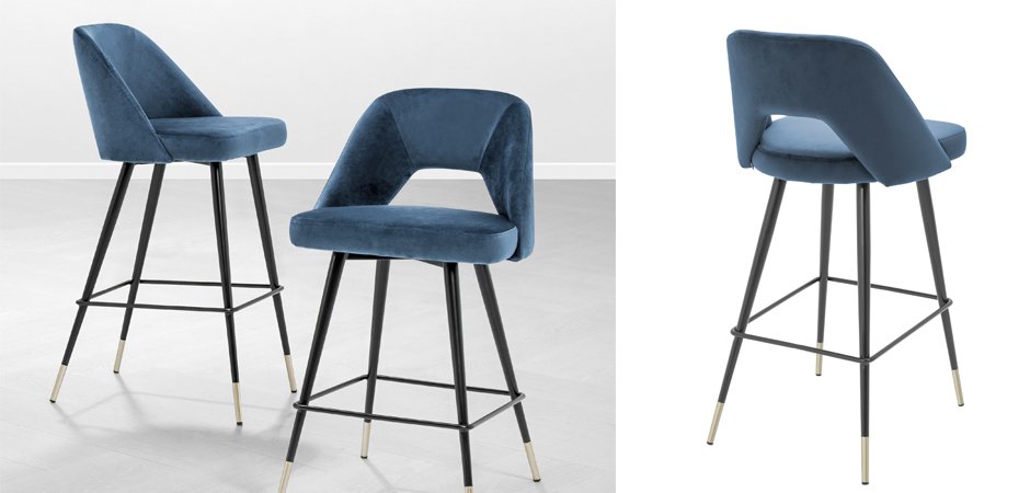 Барный стул Eichholtz Bar Stool Avorio Blue Барный стул Eichholtz Bar Stool Avorio Blue - Loft-Concept в Твери