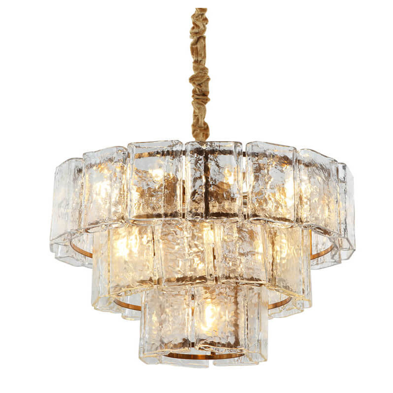 Люстра многоярусная Textured Glass Chandelier D60 Бронза Прозрачное Стекло Люстра многоярусная Textured Glass Chandelier D60 Бронза Прозрачное Стекло в Твери | Loft Concept
