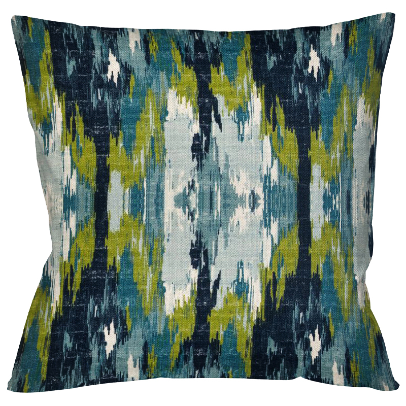 Декоративная подушка с сине-зеленым узором Ikat Pattern Мульти Декоративная подушка с сине-зеленым узором Ikat Pattern Мульти в Твери | Loft Concept