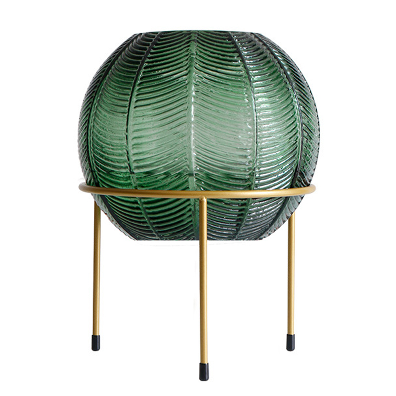 Ваза на подставке Vase Golden Throat Ball Зеленый Золотой Ваза на подставке Vase Golden Throat Ball Зеленый Золотой в Твери | Loft Concept
