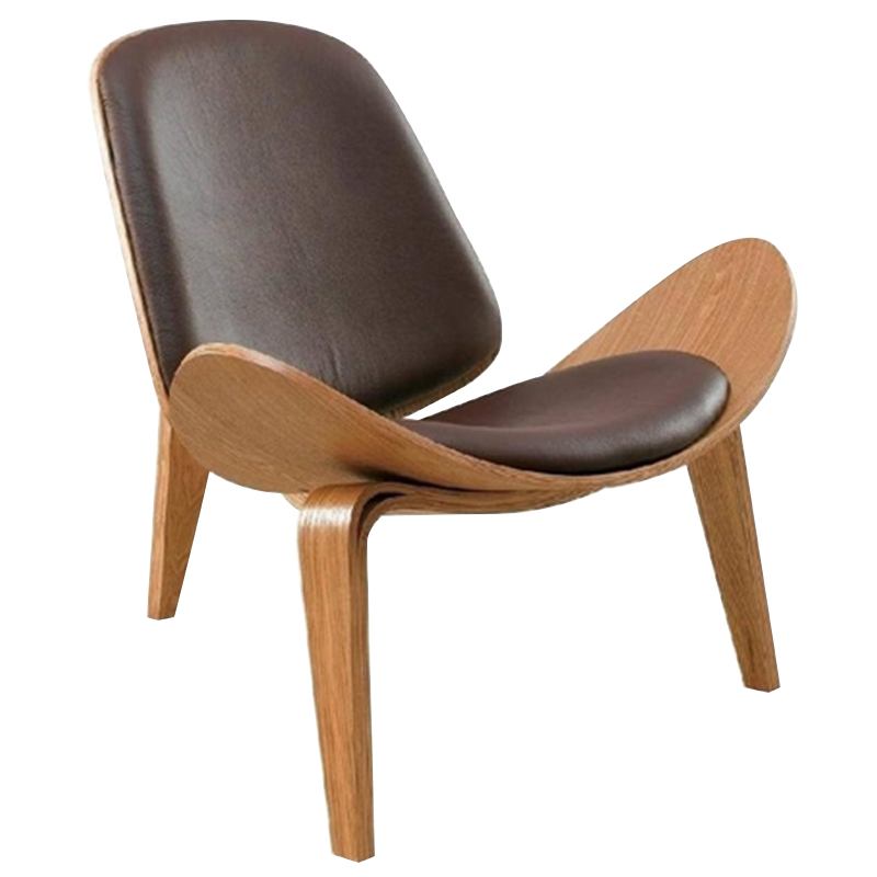 Дизайнерское кресло Shell Chair CH07 Экокожа Коричневый Дизайнерское кресло Shell Chair CH07 Экокожа Коричневый в Твери | Loft Concept