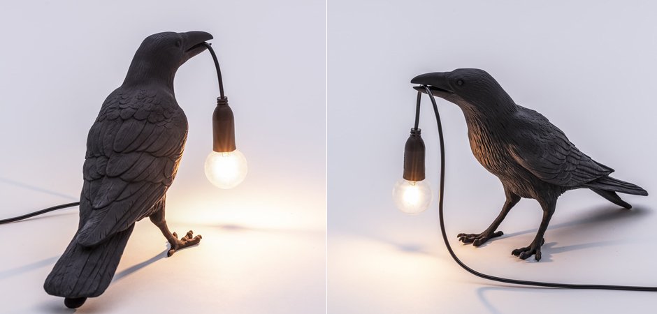 Настольная лампа Seletti Bird Lamp Black Waiting Настольная лампа Seletti Bird Lamp Black Waiting - Loft-Concept в Твери