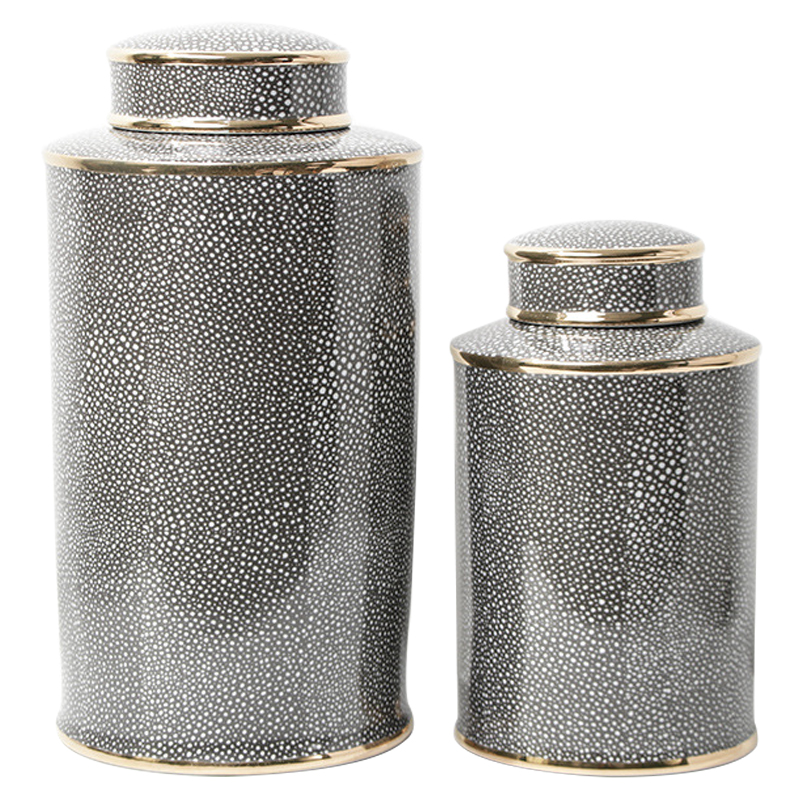 Ваза с крышкой Ceramic Grey Ornament Gold Vase Серый Золотой Ваза с крышкой Ceramic Grey Ornament Gold Vase Серый Золотой в Твери | Loft Concept