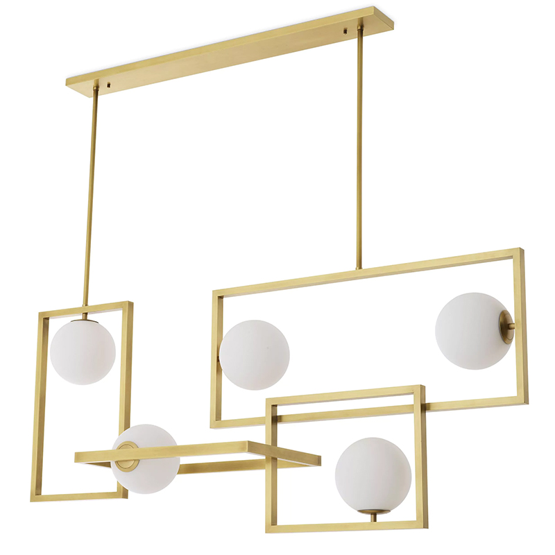 Люстра Eichholtz Chandelier Erasmus Золотой Белое матовое стекло Люстра Eichholtz Chandelier Erasmus Золотой Белое матовое стекло в Твери | Loft Concept