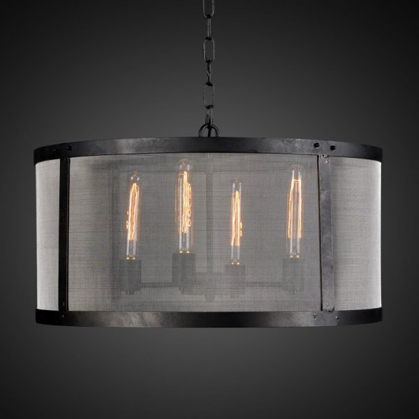 Люстра RH Riveted Mesh Chandelier Round Черный Люстра RH Riveted Mesh Chandelier Round Черный в Твери | Loft Concept