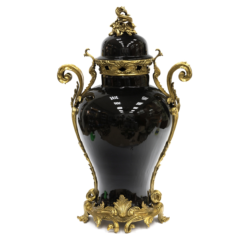 Большая ваза Selenia Black Vase Bronze Patterns Черный Бронза Большая ваза Selenia Black Vase Bronze Patterns Черный Бронза в Твери | Loft Concept