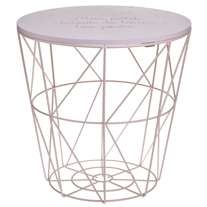 Круглый приставной стол-корзина Pink Wire Basket Side Table Розовый Круглый приставной стол-корзина Pink Wire Basket Side Table Розовый в Твери | Loft Concept
