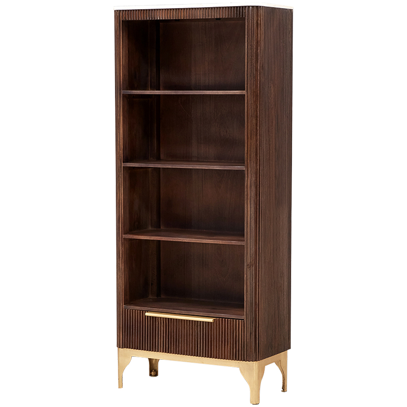 Стеллаж Emmett Wood Rack Коричневый Латунь Белый в Твери | Loft Concept 