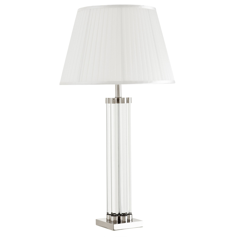 Настольная лампа Eichholtz Table Lamp Longchamp Прозрачный Белый Никель Настольная лампа Eichholtz Table Lamp Longchamp Прозрачный Белый Никель в Твери | Loft Concept