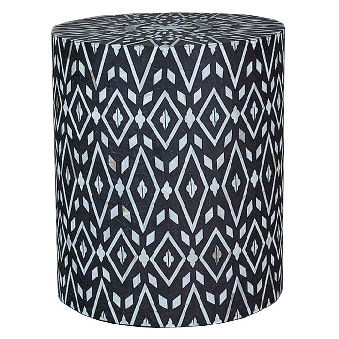 Табурет Inlaid Bone Rhombuses Темно-синий Белый Табурет Inlaid Bone Rhombuses Темно-синий Белый в Твери | Loft Concept