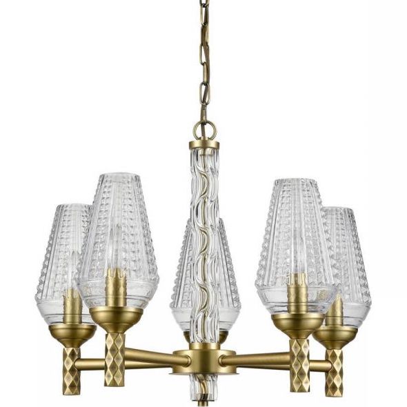 Люстра Ribbed Chandelier Латунь Прозрачный Люстра Ribbed Chandelier Латунь Прозрачный в Твери | Loft Concept