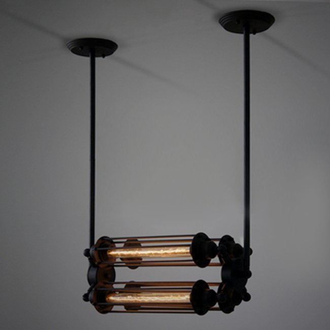 Подвесной светильник Loft Industrial Edison Cage Horizontal Quatro Черный Подвесной светильник Loft Industrial Edison Cage Horizontal Quatro Черный в Твери | Loft Concept