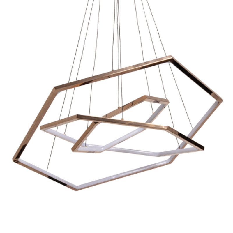 Люстра с 3-мя подвесами в виде шестиугольников Hexagon Horizontal Золотой в Твери | Loft Concept 