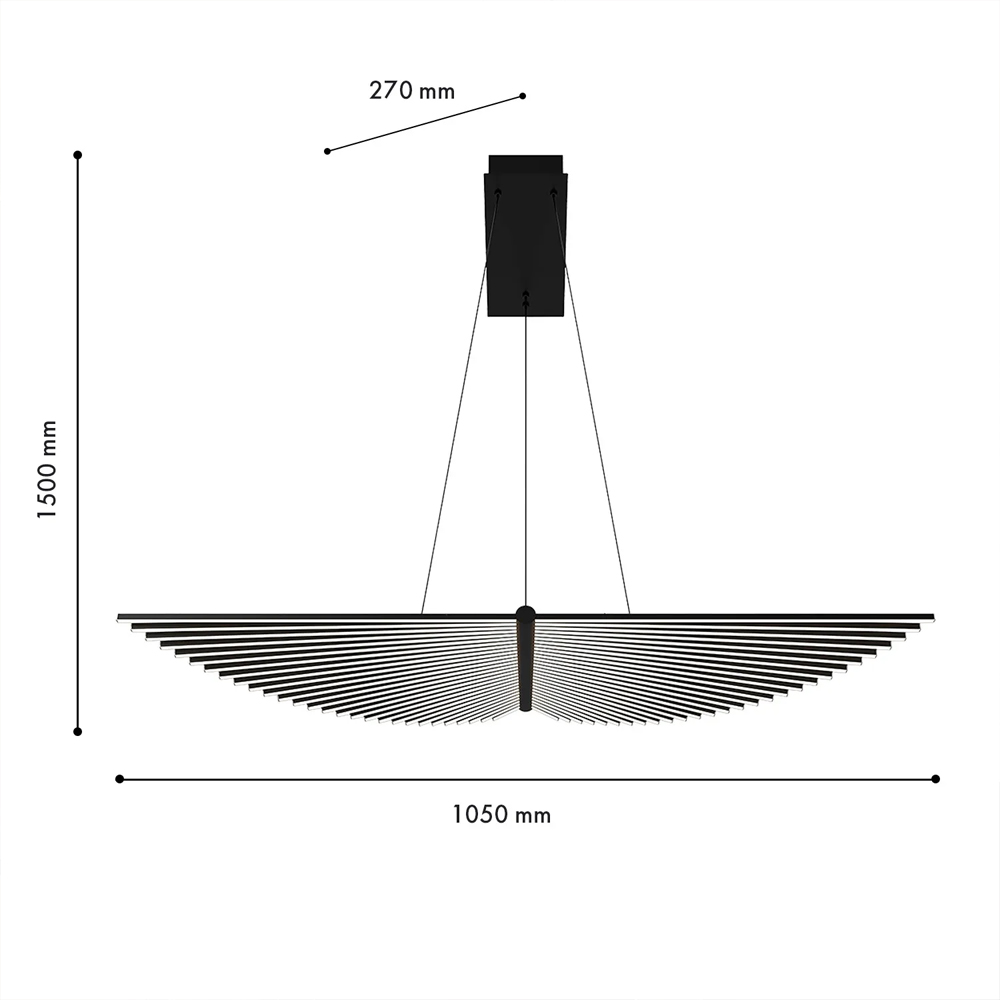 Люстра в виде распахнутых крыльев из тонких металлических планок Flight of Freedom в Твери