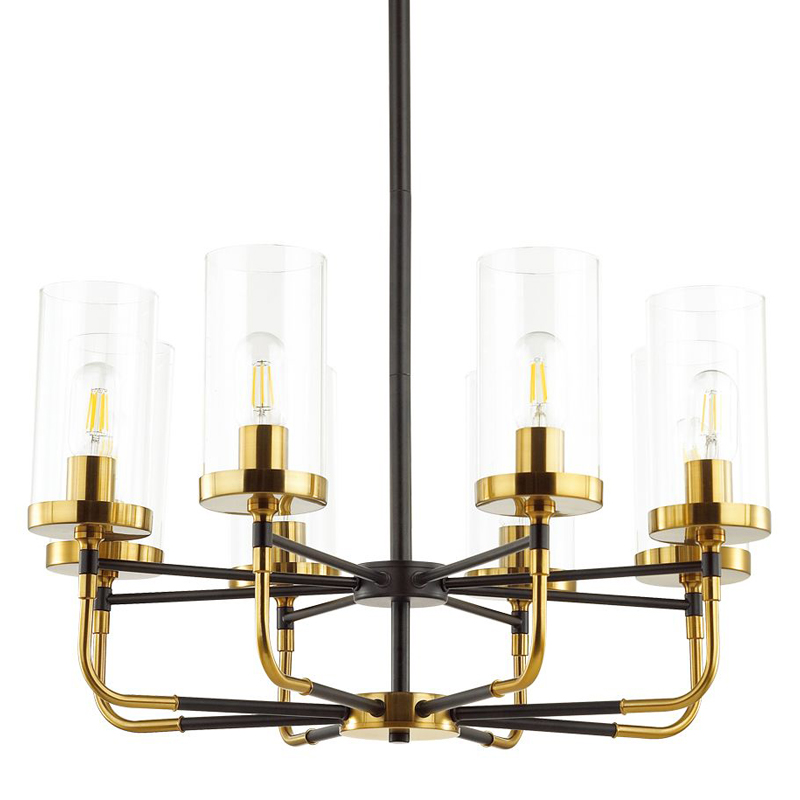 Люстра Greger chandelier 8 Черный Глянцевое золото Прозрачный Люстра Greger chandelier 8 Черный Глянцевое золото Прозрачный в Твери | Loft Concept