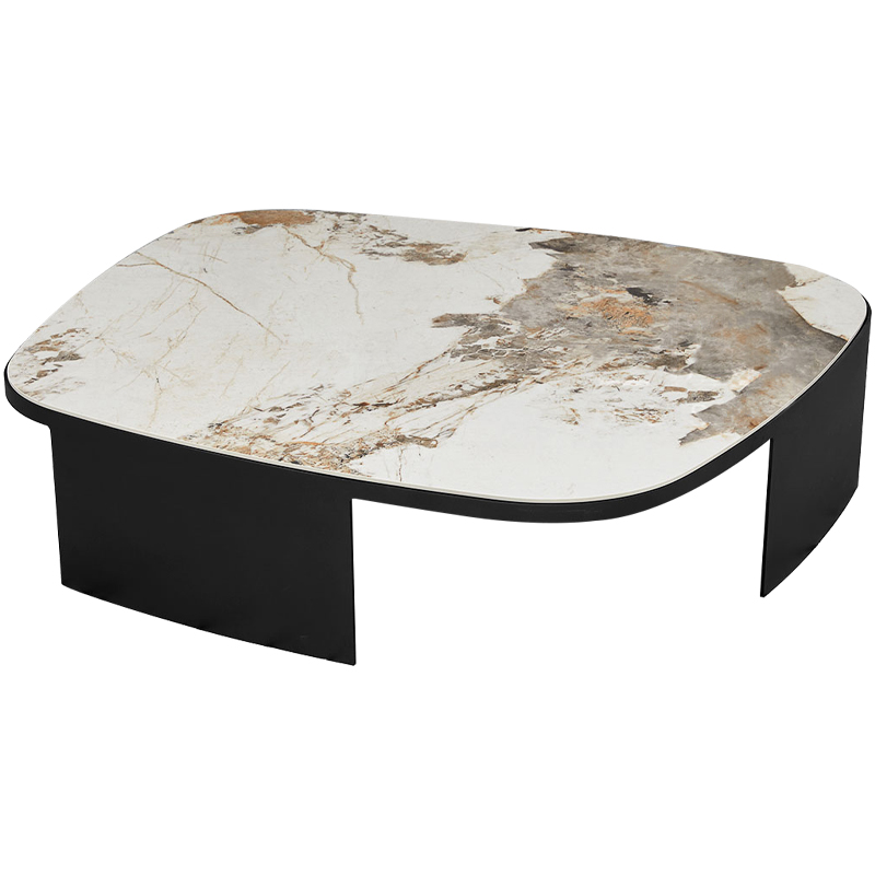 Кофейный стол с каменной столешницей Keir Coffee Table Черный Бежевый Бежево-серый Кофейный стол с каменной столешницей Keir Coffee Table Черный Бежевый Бежево-серый в Твери | Loft Concept