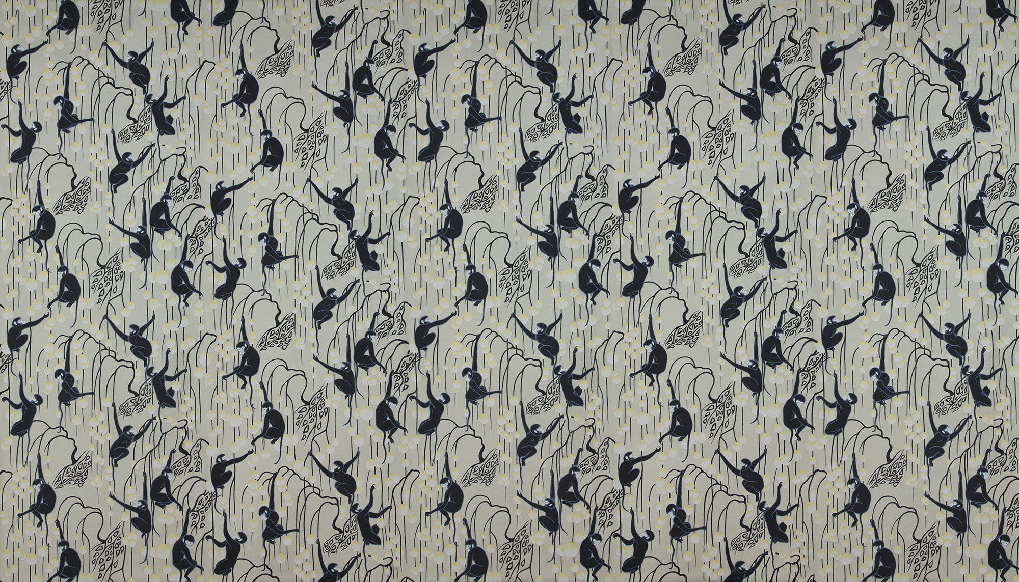 Обои ручная роспись Deco Monkeys Terracotta on Icefield dyed silk Обои ручная роспись Deco Monkeys Terracotta on Icefield dyed silk - постер Loft-Concept в Твери