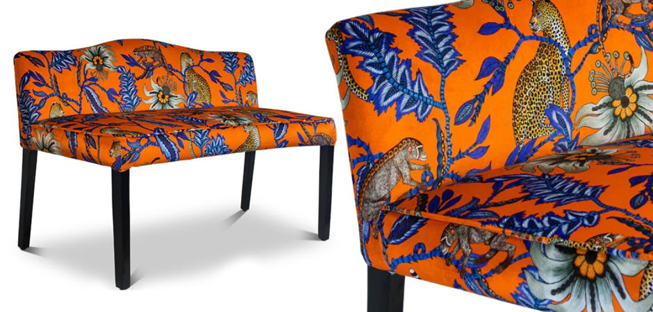 Банкетка Оранжевый Орнамент Zambezi Monkey Bean Flame Bench Банкетка Оранжевый Орнамент Zambezi Monkey Bean Flame Bench - Loft-Concept в Твери