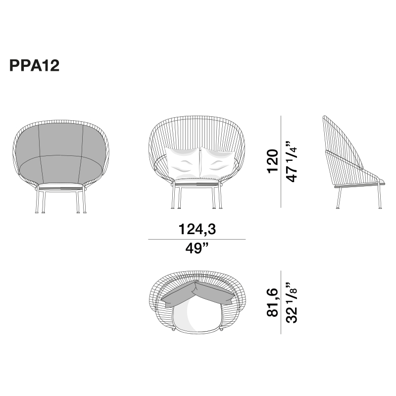 Дизайнерское уличное кресло с веревочной спинкой PETALO Armchair Дизайнерское уличное кресло с веревочной спинкой PETALO Armchair в Твери